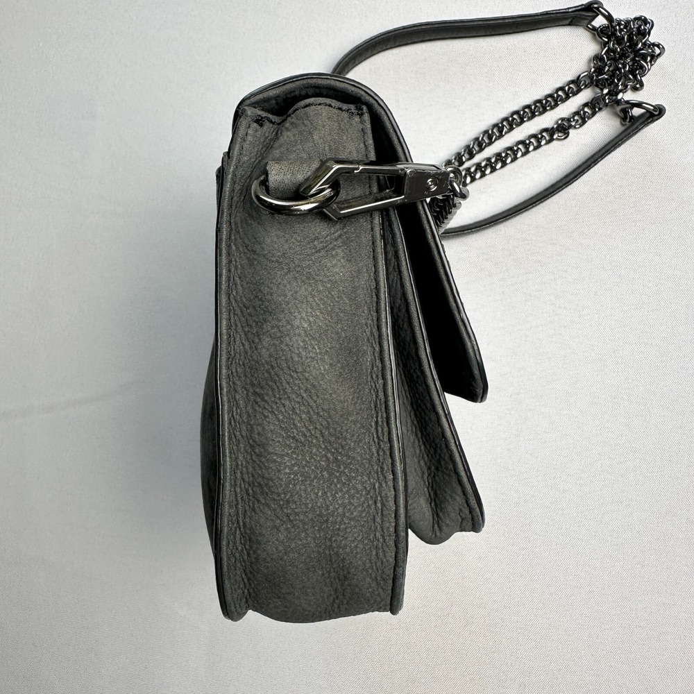 Rebecca Minkoff Purse S Charcoal Suede Studded Chain Crossbody Velvety‎ Baddie - Picture 5 of 16